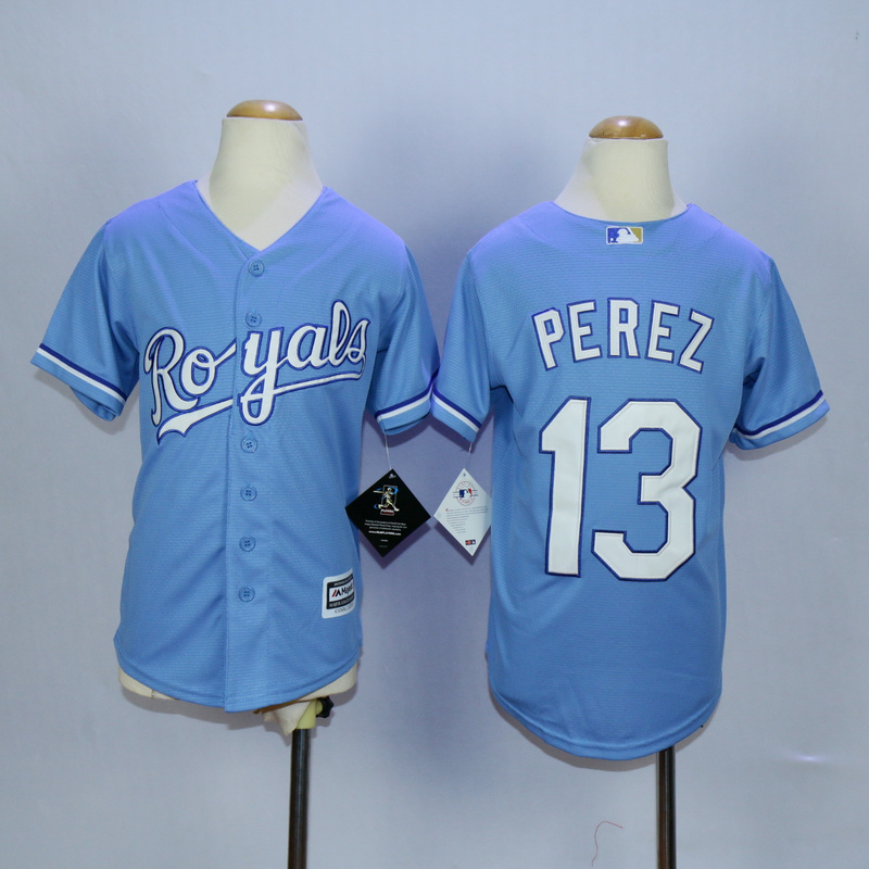 Youth Kansas City Royals #13 Perez Light Blue MLB Jerseys->women mlb jersey->Women Jersey